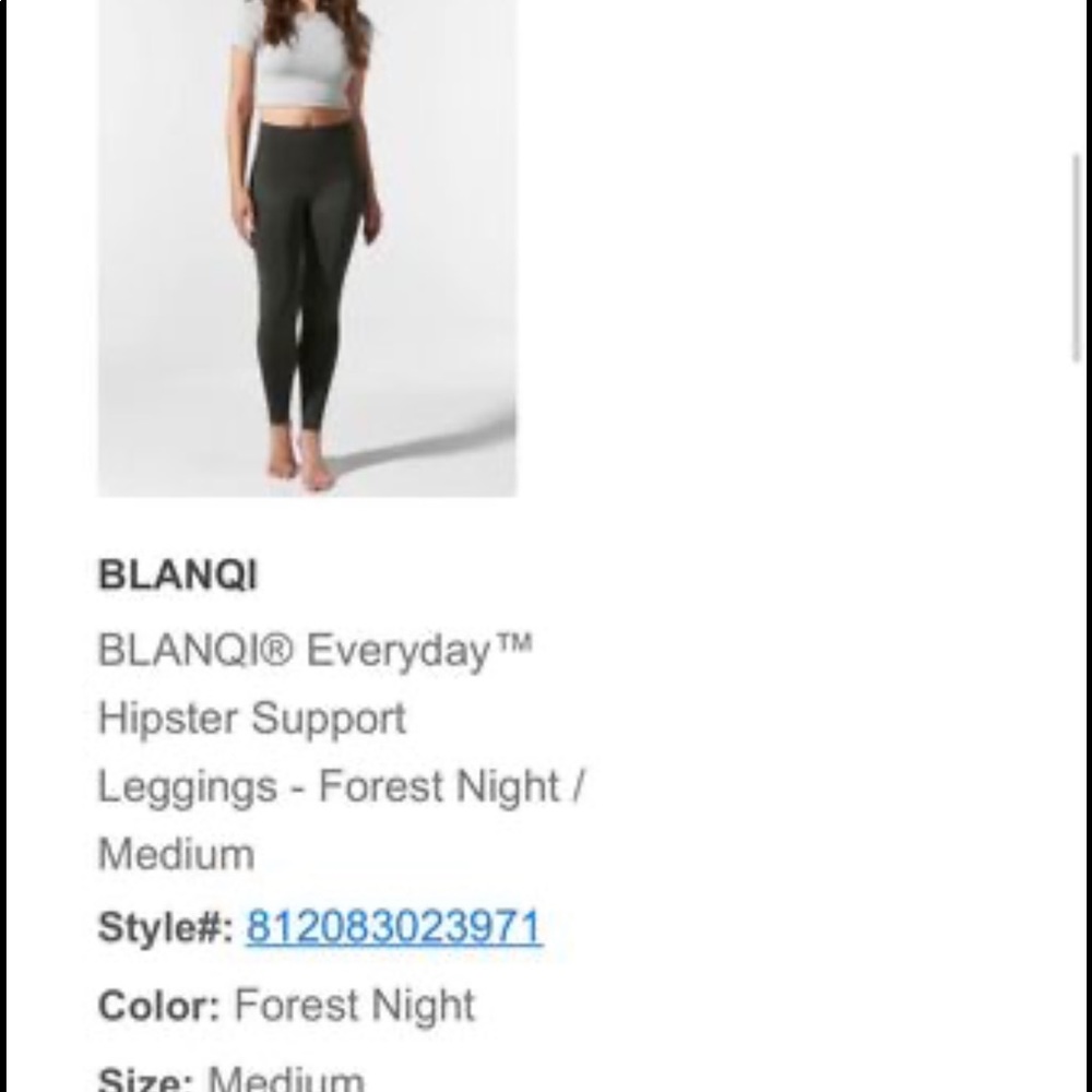BLANQI Everyday Hipster Leggings. Forest green. Size Medium. BRAND NEW